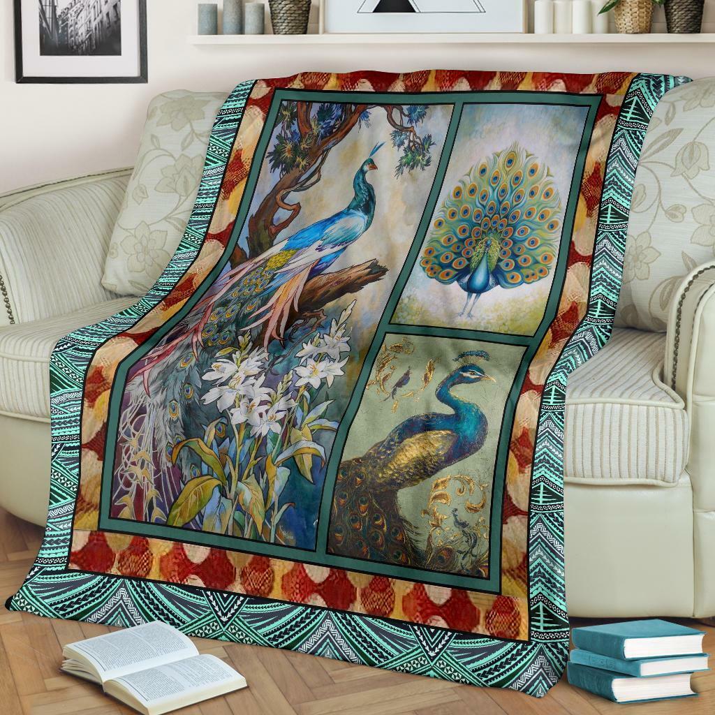 Peacock Blanket, Peacock Fleece, Sherpa Blanket