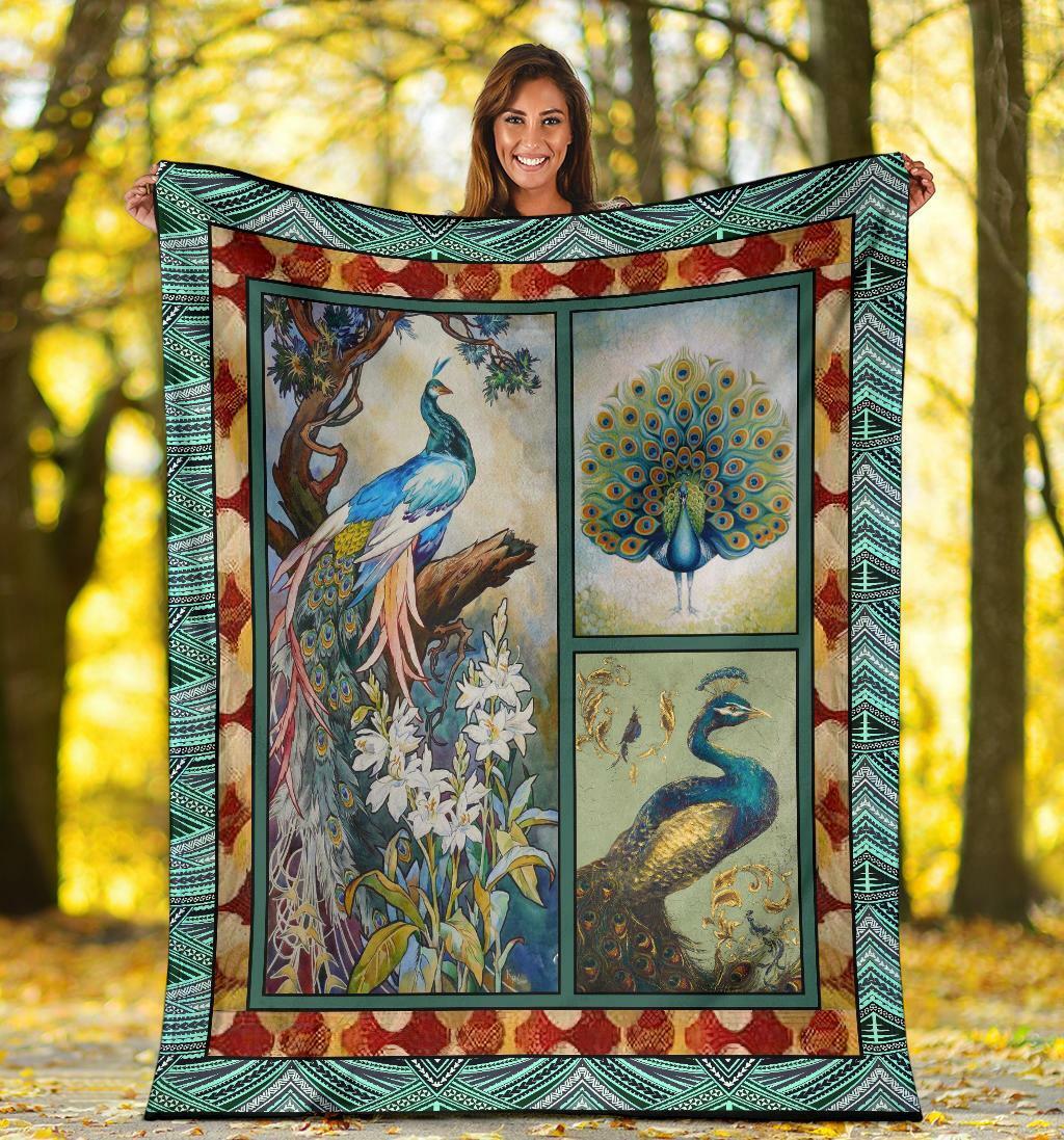 Peacock Blanket, Peacock Fleece, Sherpa Blanket - Image 2