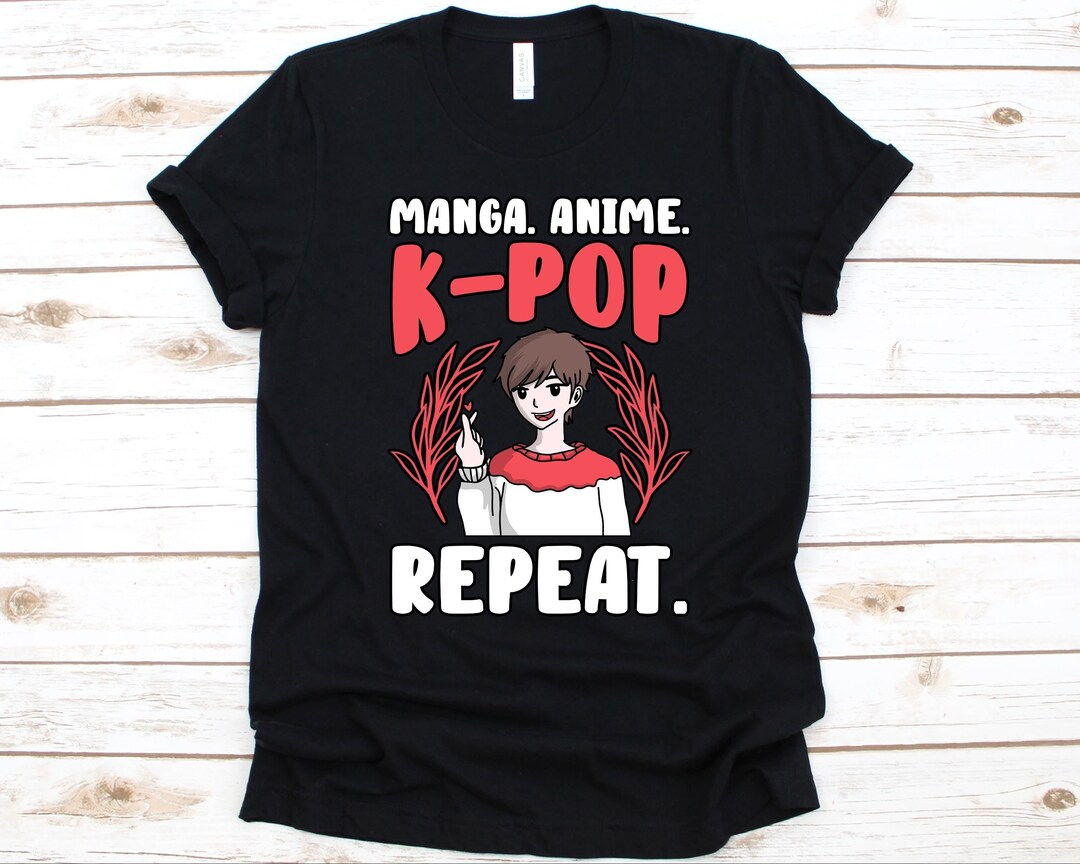 Addictive Anime and K-Pop Repeat T-Shirt for Fans of Korean Pop and Japanese Animation, Perfect Unique Gift for Fans of Both Worlds