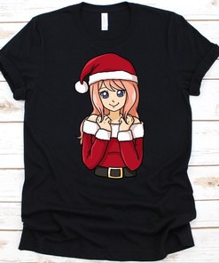 Adorable Christmas Anime T-Shirt for Ideal Gift for Japanese Animation Lovers, Perfect for Celebrating with Unique Design
