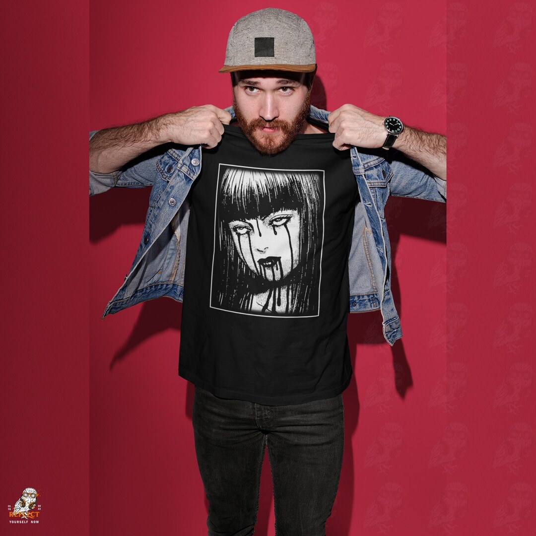 Aesthetic Gift with Gothic Anime Horror Manga Shirt and Creepy Girl Tee