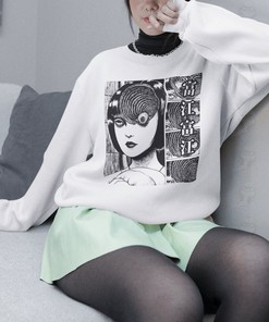Aesthetic Gift with Gothic Anime Horror Manga Sweatshirt and Creepy Girl Tee