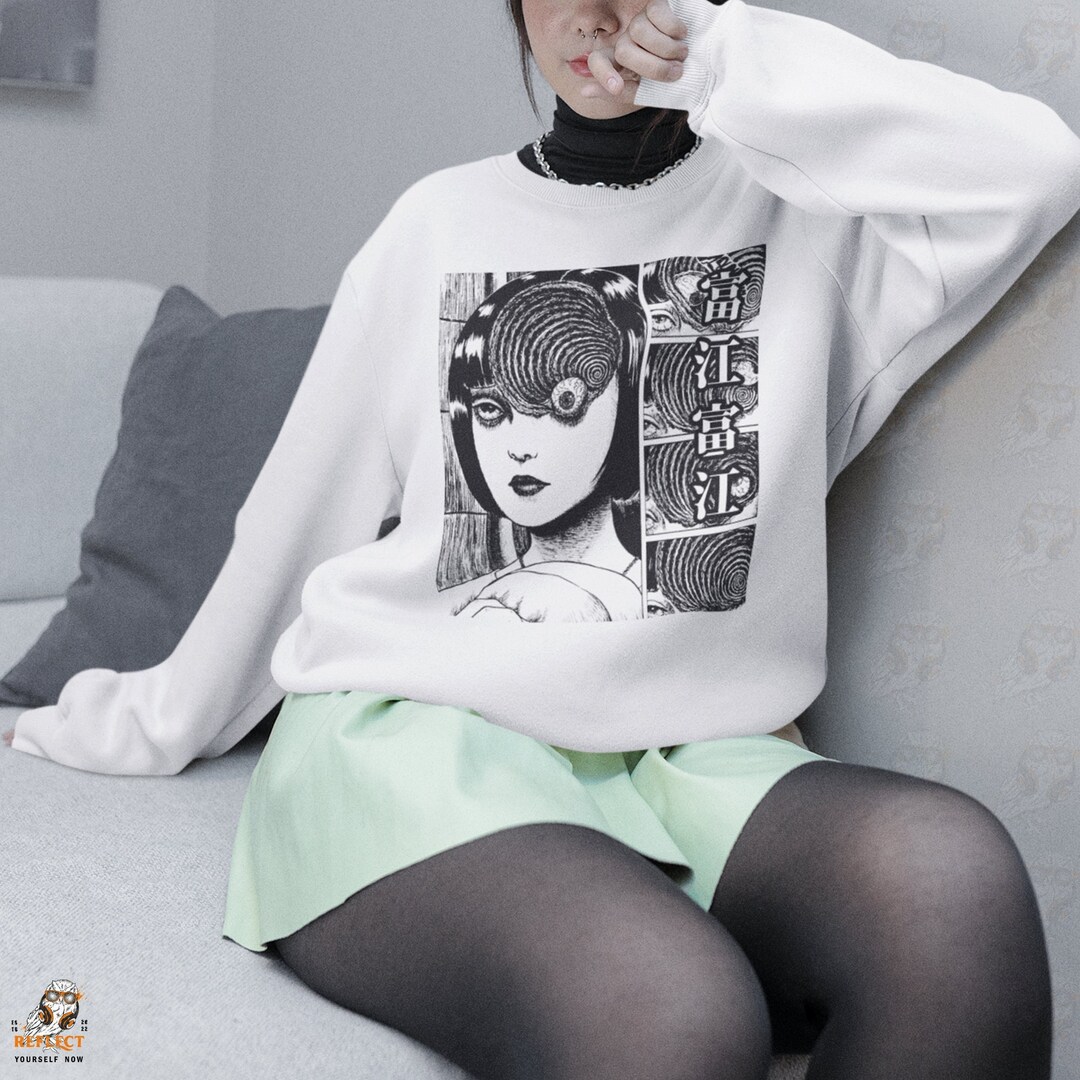 Aesthetic Gift with Gothic Anime Horror Manga Sweatshirt and Creepy Girl Tee
