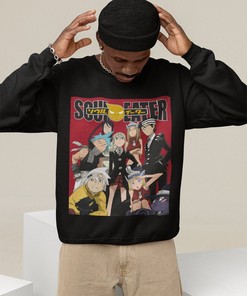 Aesthetic Vaporwave Anime Clothing - Soul Eater Unisex Sweatshirt, Maka Albarn Death the Kid Tsubaki Nakatsukasa