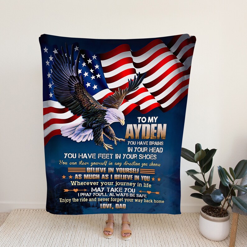 American Eagle Custom Name Blanket Quilt Bedding Set - Unique Gift for Kids, Home Decoration - Image 2