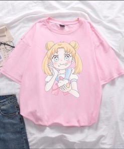 Anime Clothing for Fans of Sailor Moon - Kawaii Sailor Moon Eating Cake Shirt