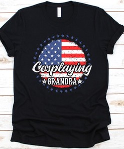 Anime Grandpa T-Shirt - Ideal Gift for Grandfathers who Love Japanimation and Cosplaying, US Flag Graphic Included