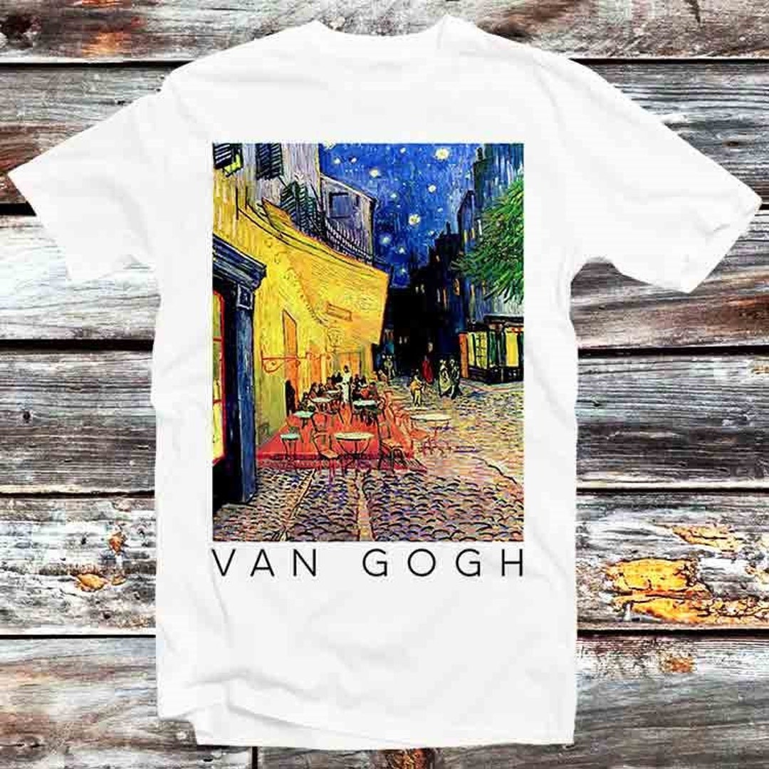 Art Lover's Vintage Retro Van Gogh T-Shirt - Cafe Terrace at Night Anime Top Tee