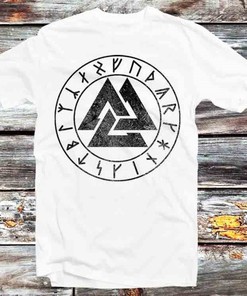 Asgard Odin Knot Runes Vikings Graphic Tee - Stylish and Retro Present for Manga Fans and History Buffs