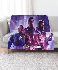 Avengers Endgame Quilt Blanket Set with Custom Name - Great Gifts for Family & Home Decoration