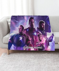 Avengers Endgame Quilt Blanket Set with Custom Name - Great Gifts for Family & Home Decoration