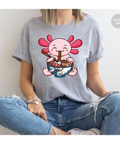 Axolotl Ramen Anime Sweatshirt, Cute Kawaii Hoodie for Foodie Fans