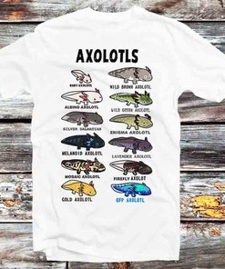 Axolotl Types Names T-Shirt - A Cool and Funky Cartoon Anime Tee for Anyone Who Loves Axolotls