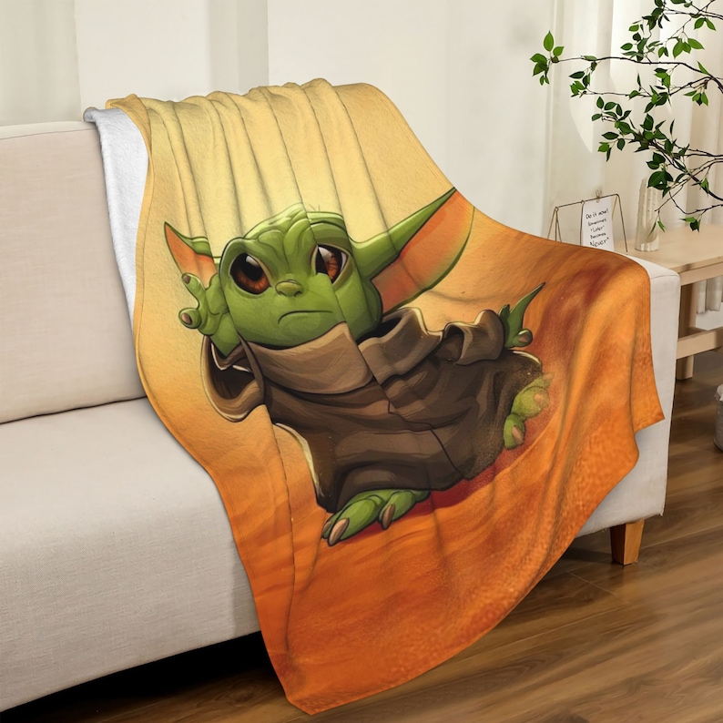 Baby Yoda Quilt Blanket Set with Custom Name - Great Gifts for Family & Home Decoration - Image 3