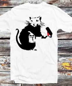 Banksy Graffiti Rat Painter Tee - Cool Gift Idea for Art Lovers, Vintage Retro Anime T-Shirt