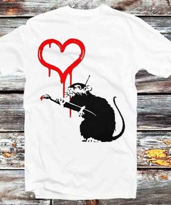 Banksy Inspired Painting Artist Rat T-Shirt - Retro Anime Tee for Fans of Street Art and Anime