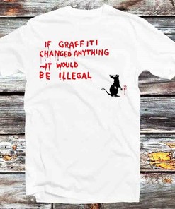 Banksy Mice Rat Graffiti Graphic Tee - Stylish and Retro Present for Anime Lovers and Art Enthusiasts