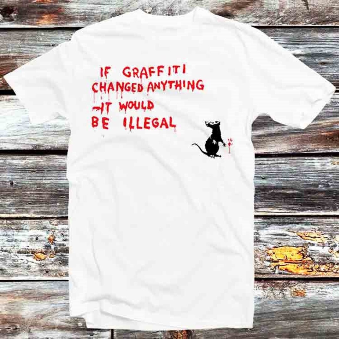 Banksy Mice Rat Graffiti Graphic Tee - Stylish and Retro Present for Anime Lovers and Art Enthusiasts