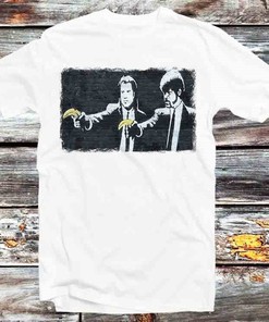 Banksy Pulp Fiction Parody Graphic Tee - Cool and Unique Gift for Anime Fans