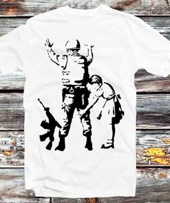 Banksy The Gir Searching A Soldier T-Shirt, Vintage Style Anime Lovers Gift - Unisex Cartoon Tee