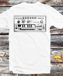 Bass Line TB-303 Inspired Acid House T-Shirt - Retro Anime Tee for Fans of Music and Anime