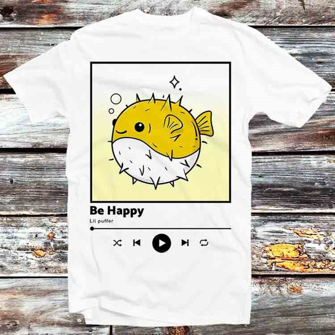 Be Happy Puffer Fish Unisex Hoodie - Vintage Retro Cool Gift for Fans