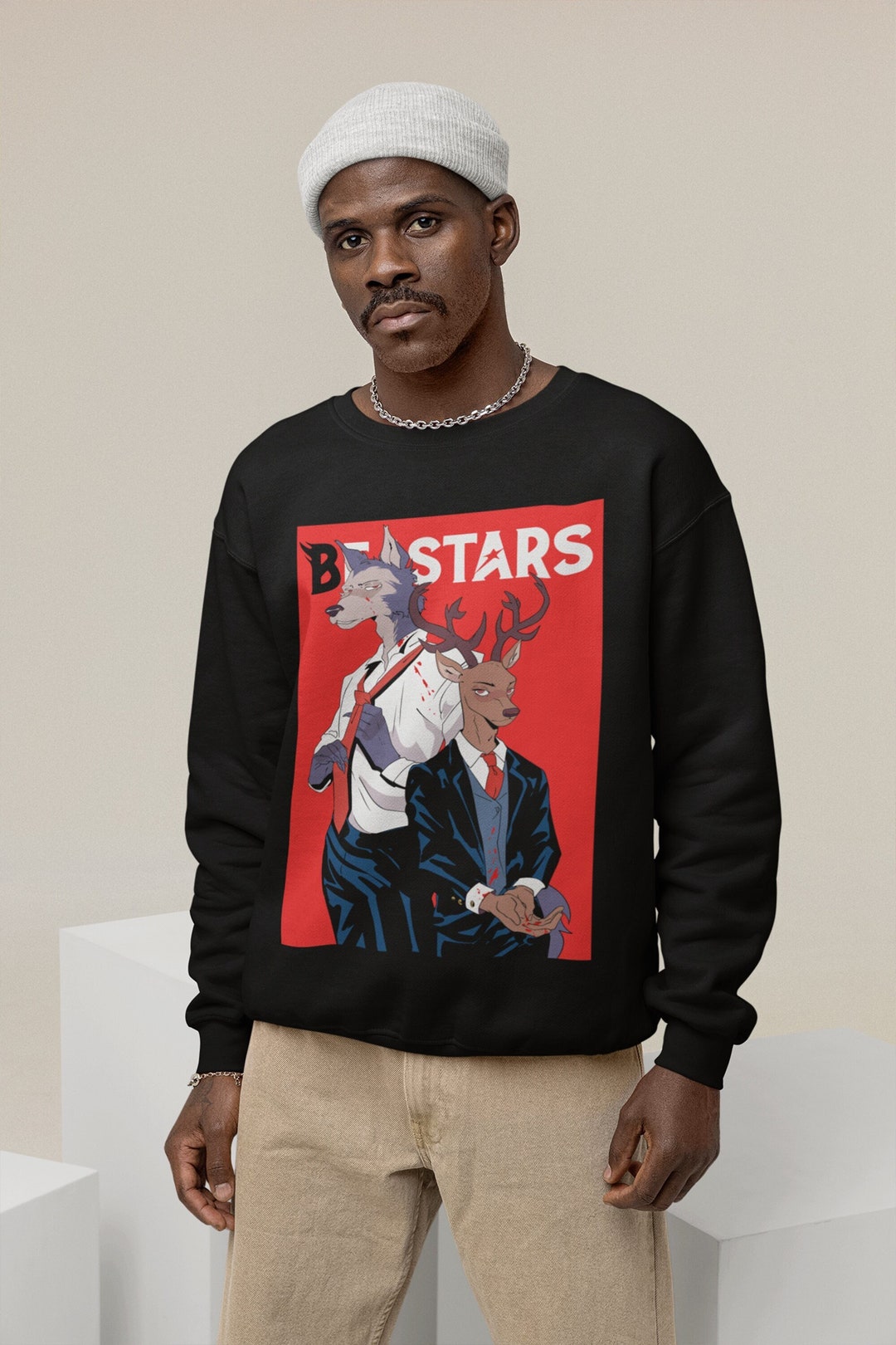 Beastars Unisex Sweatshirt - Legosi Haru Anime Aesthetic Vaporwave Manga Otaku