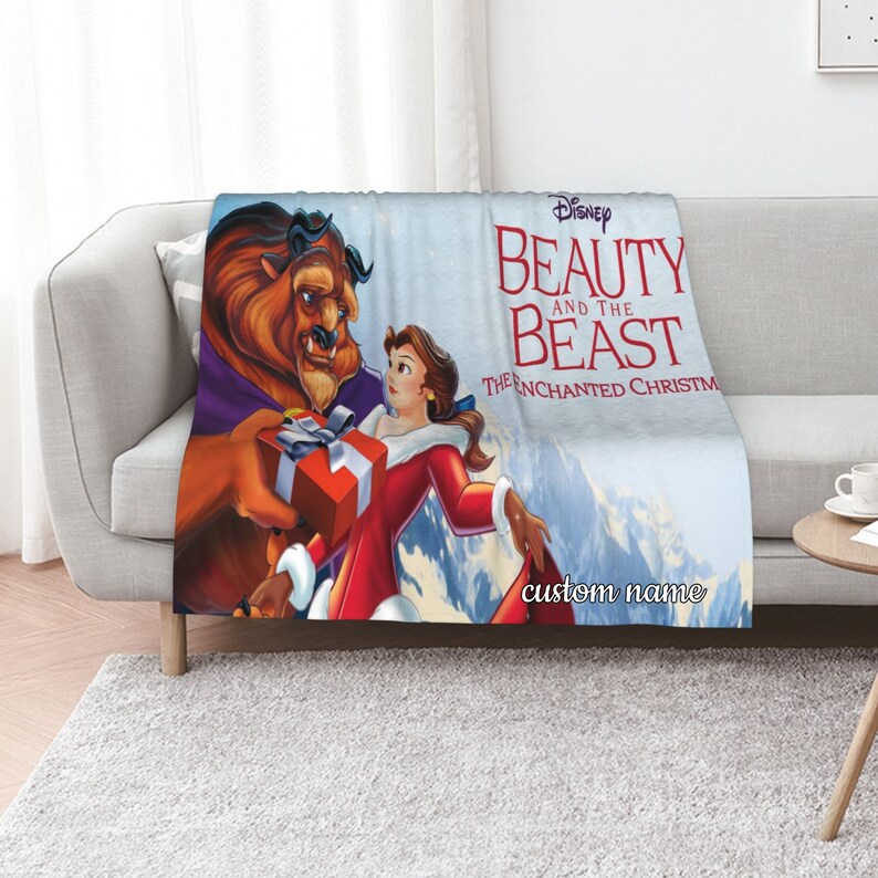 Beauty and the Beast The Enchanted Christmas Quilt Blanket Set with Custom Name - Ideal for Home Decoration & Sofa - Image 2