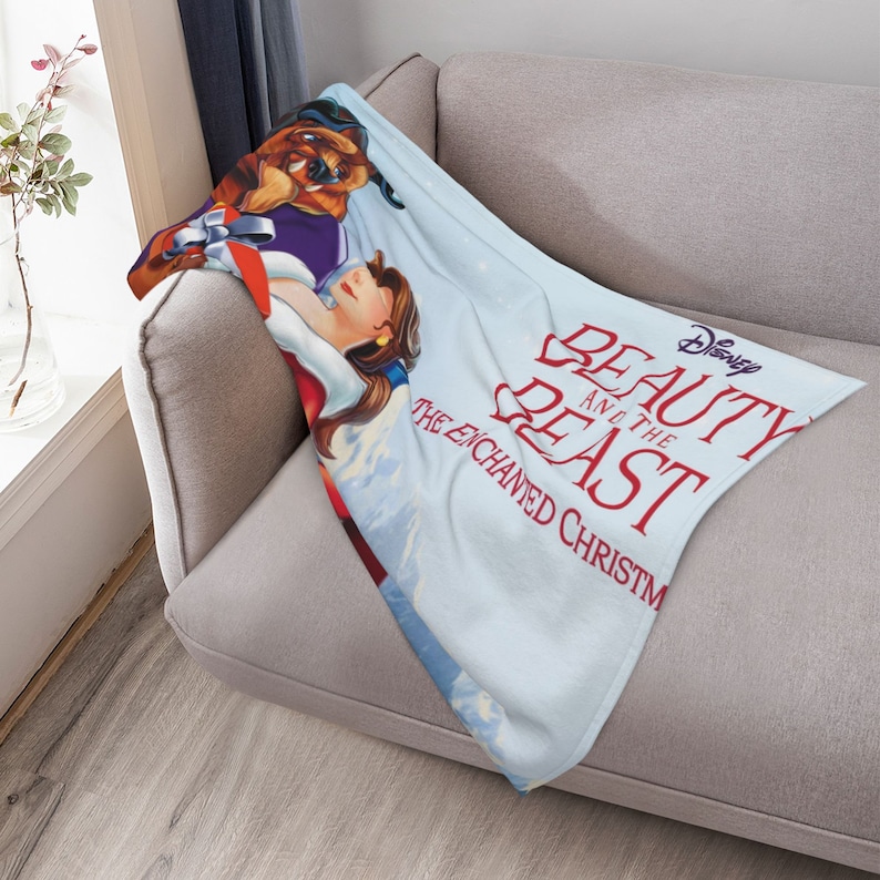 Beauty and the Beast The Enchanted Christmas Quilt Blanket Set with Custom Name - Ideal for Home Decoration & Sofa - Image 3