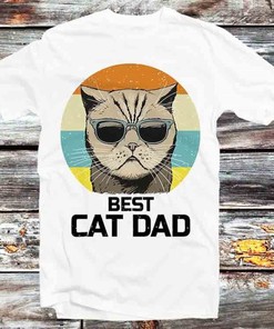 Best Cat Dad Father's Day Tee - Cute Anime/Cartoon Fan Gift for Cat Lovers