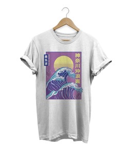 Big Wave Shirt - Japan Streetwear Synthwave Clothing - Kanji Apparel Wave Design