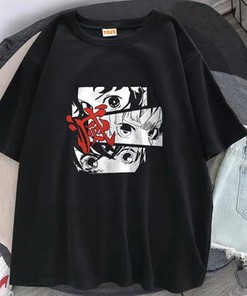 Black Anime Shirt, Unisex Cotton Tee with Japanese Manga Design - Cool Anime Shirt with Graphic Tees, Perfect for Anime Fans