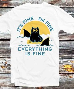 Black Cat Shark Ocean T-Shirt - Cute Retro Animal Lovers Tee: Fan Gift Included