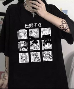 Black Japanese Manga Tee - Cotton Harajuku Clothing with Japanese T-Shirt Design, Gift for Men and Women