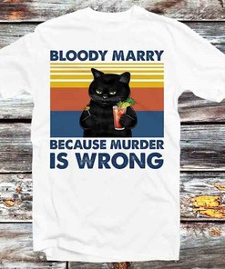 Bloody Mary Black Cat T-Shirt - Gothic Style Present for Manga Fans and Lovers of Halloween