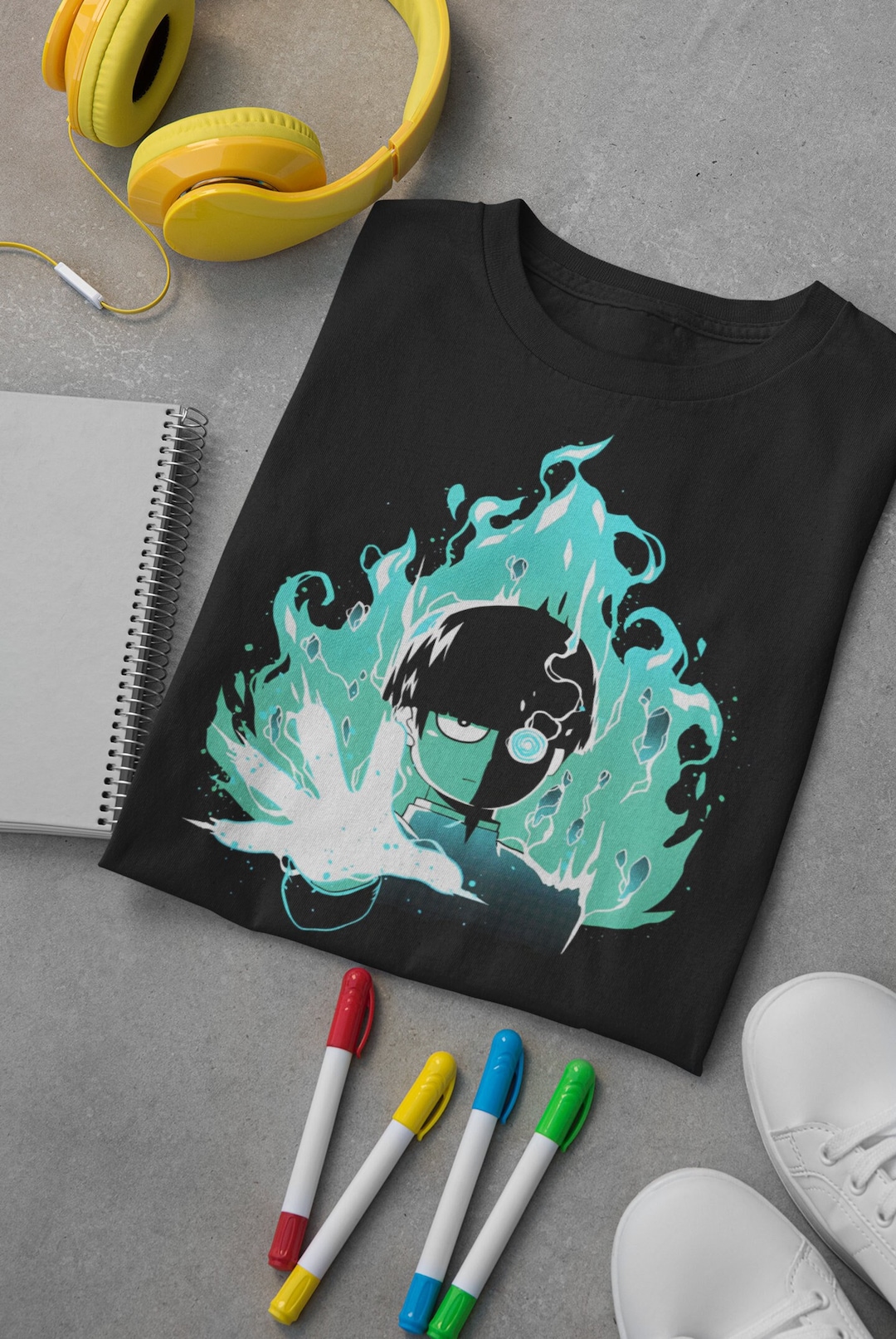 Blue Flame Mob Hoodie: Unisex Hoodie for Manga Fans