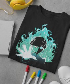 Blue Flame Mob Shirt: Perfect Gift for Anime Lovers