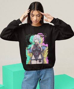 Bold Neon-Style Anime Hoodie - Edgy Anime Sweatshirt for Punk Rock Style