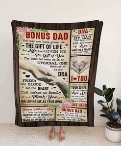 Bonus Dad Personalized Name Quilt Blanket - Great Gifts for Family