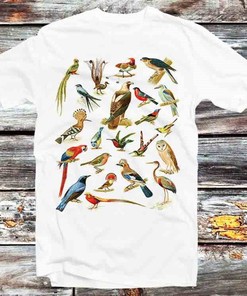 British Garden Birds Tee - Charming Anime/Cartoon Fan Gift with Style