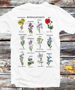 British Wild Flowers Botanical Garden T-Shirt - Perfect Nature and Magic Lovers Gift: Gifts For Fans Included