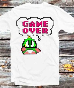 Bubble Bobble Inspired Retro Game Over T-Shirt - Ideal Retro Gamers Gift: Gifts For Fans Included