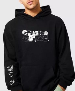 Chibi Inspired Black Jujutsu Kaisen Hoodie for Anime Fans