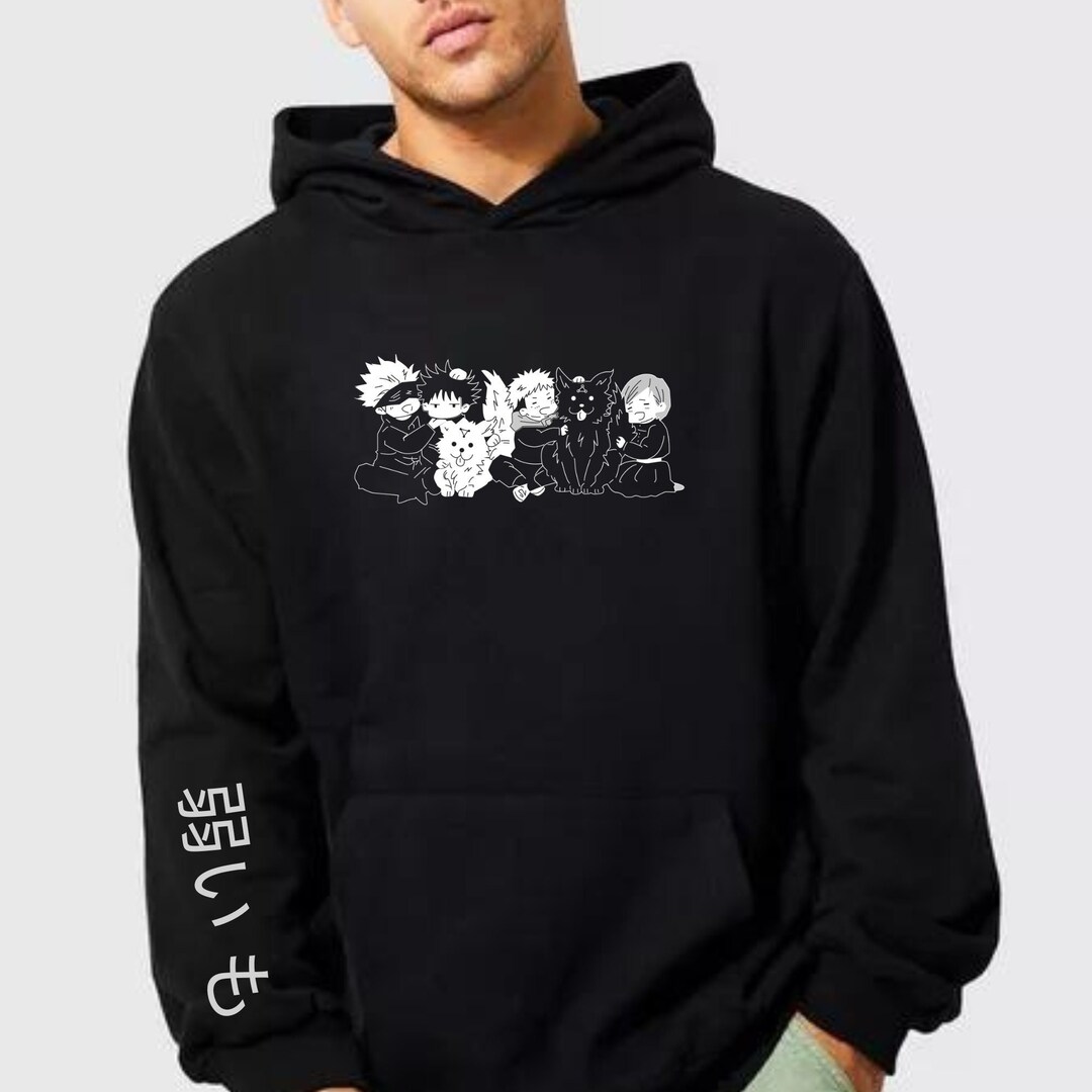 Chibi Inspired Black Jujutsu Kaisen Hoodie for Anime Fans