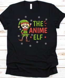 Christmas Anime Elf Shirt, Holiday Gift with Kawaii Design, Christmas Graphic, Cute Elf Boy Design - Perfect for Fans