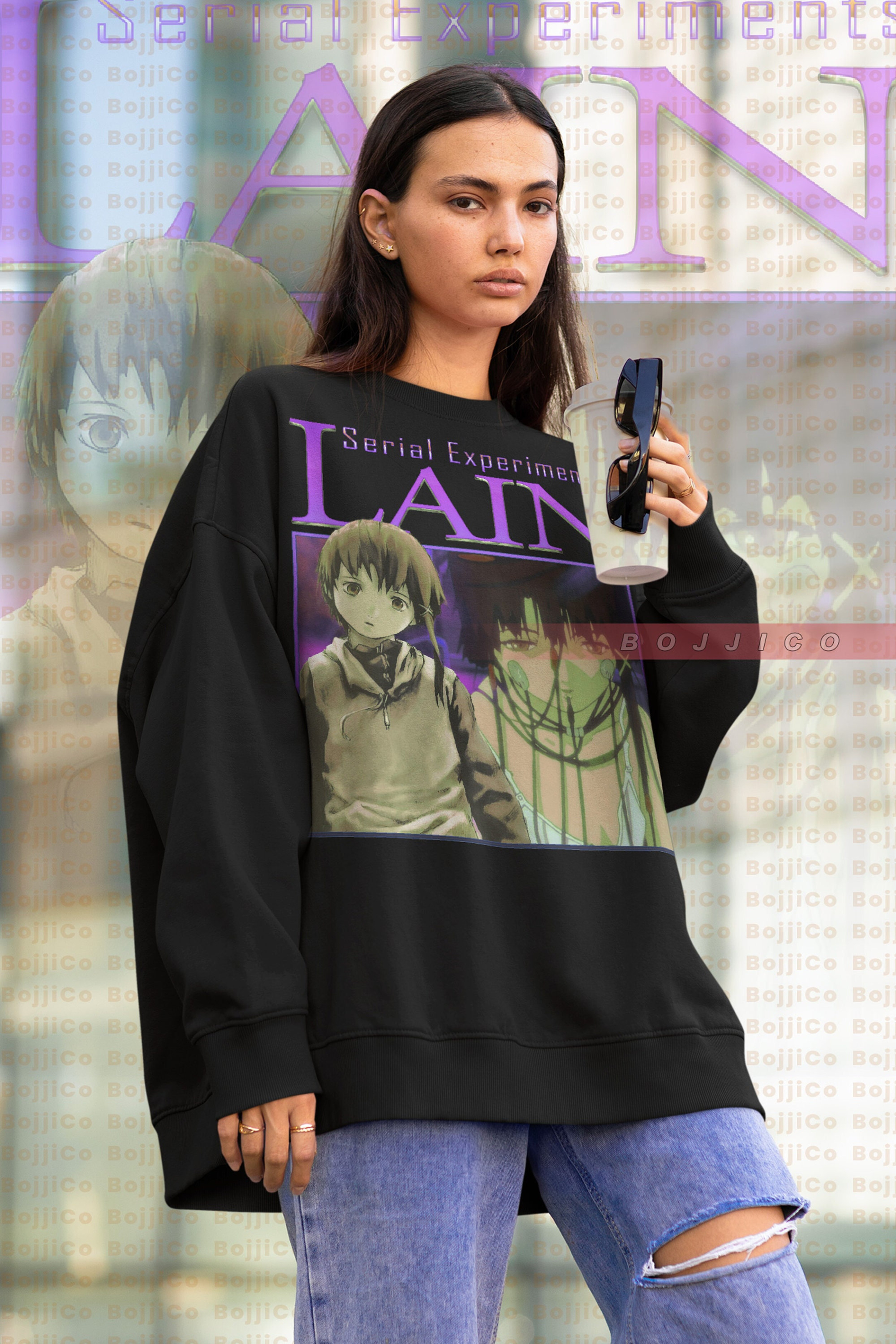 Classic Lain Homage Tee - Vintage Serial Experiments Lain Sweatshirt and Lain Fan Tees.