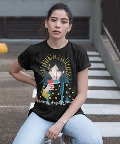 Closer To Heaven Creepy Anime Girl T-Shirt - Kawaii Pastel Goth Clothing with Japan Streetwear and Dark Harajuku Style