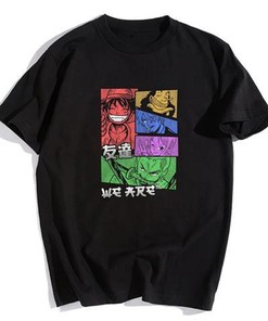 Cool Black Graphic Manga Shirt - Perfect for Anime Lovers, Harajuku Clothing for Fans with Anime Design