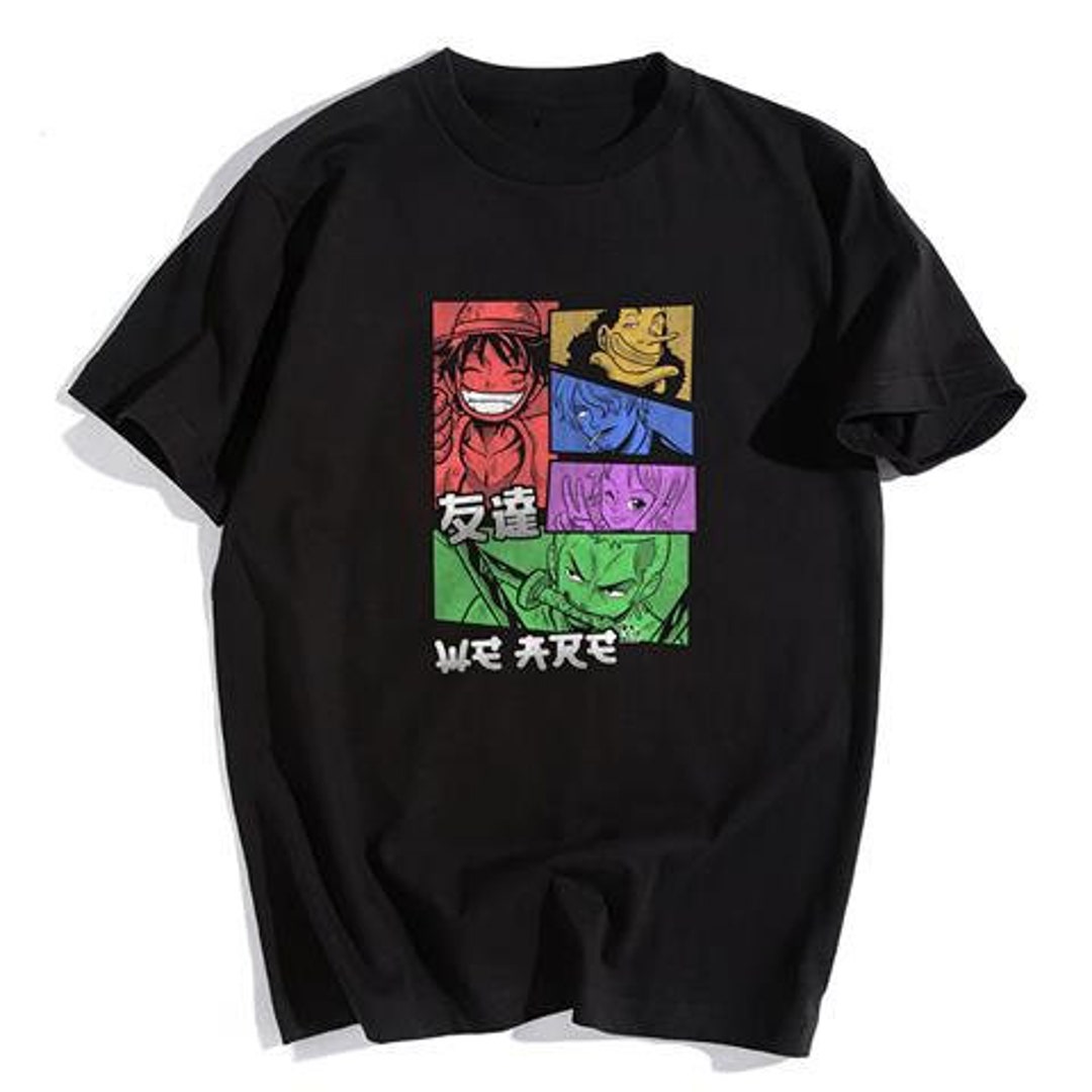 Cool Black Graphic Manga Shirt - Perfect for Anime Lovers, Harajuku Clothing for Fans with Anime Design
