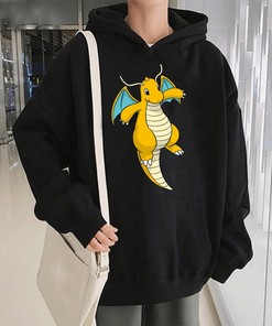 Cool Dragonite Pokemon Hoodie - Unisex Cotton Pullover with Anime Design, Harajuku Clothing, Perfect Anime Lover Gift